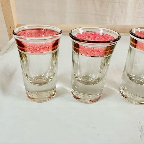 Vintage Set of 5 Shot Glasses with Ruby Flashing by Hazel Atlas - Picture 2 of 10